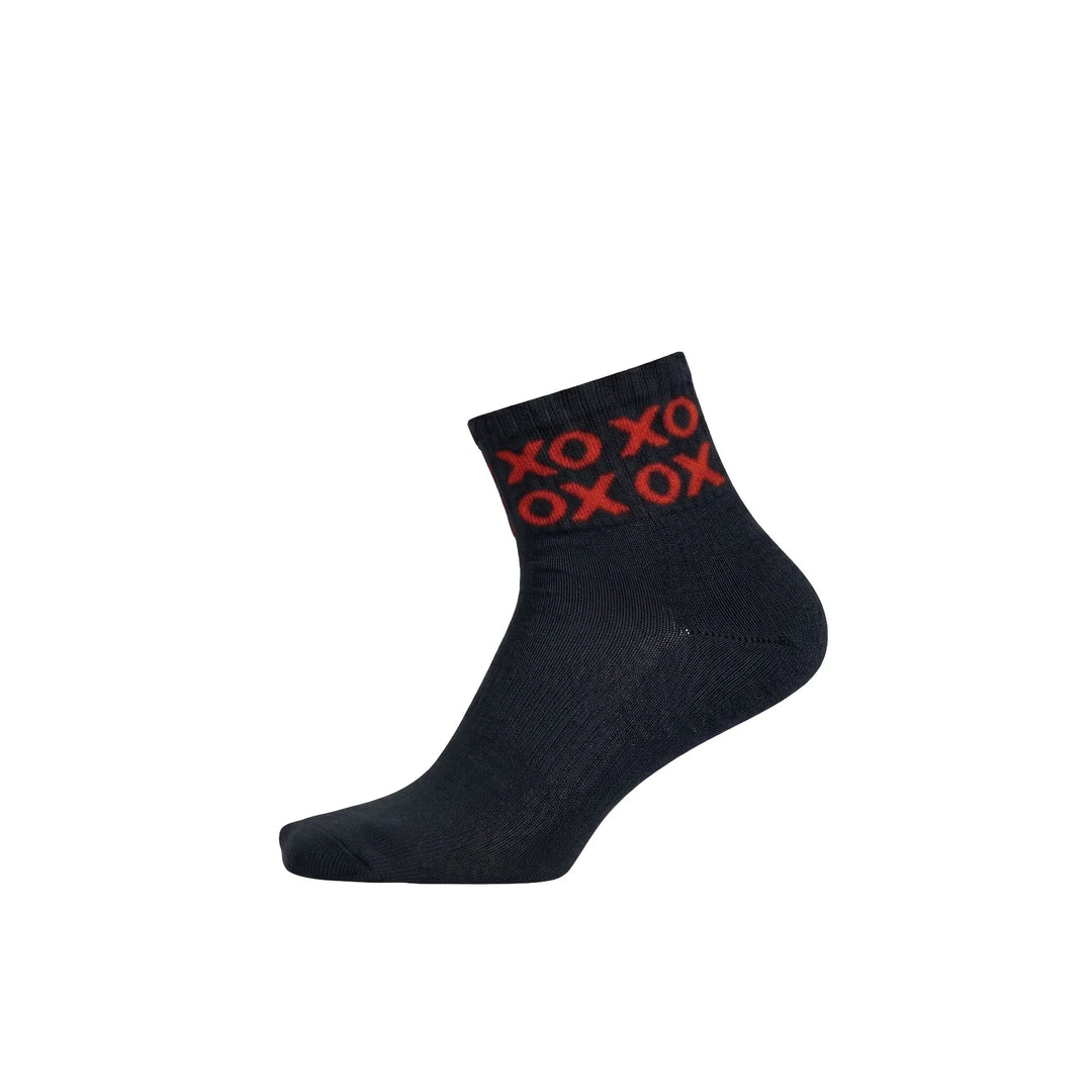 Louluu women's cotton Black Xox ankle socks | Louluu