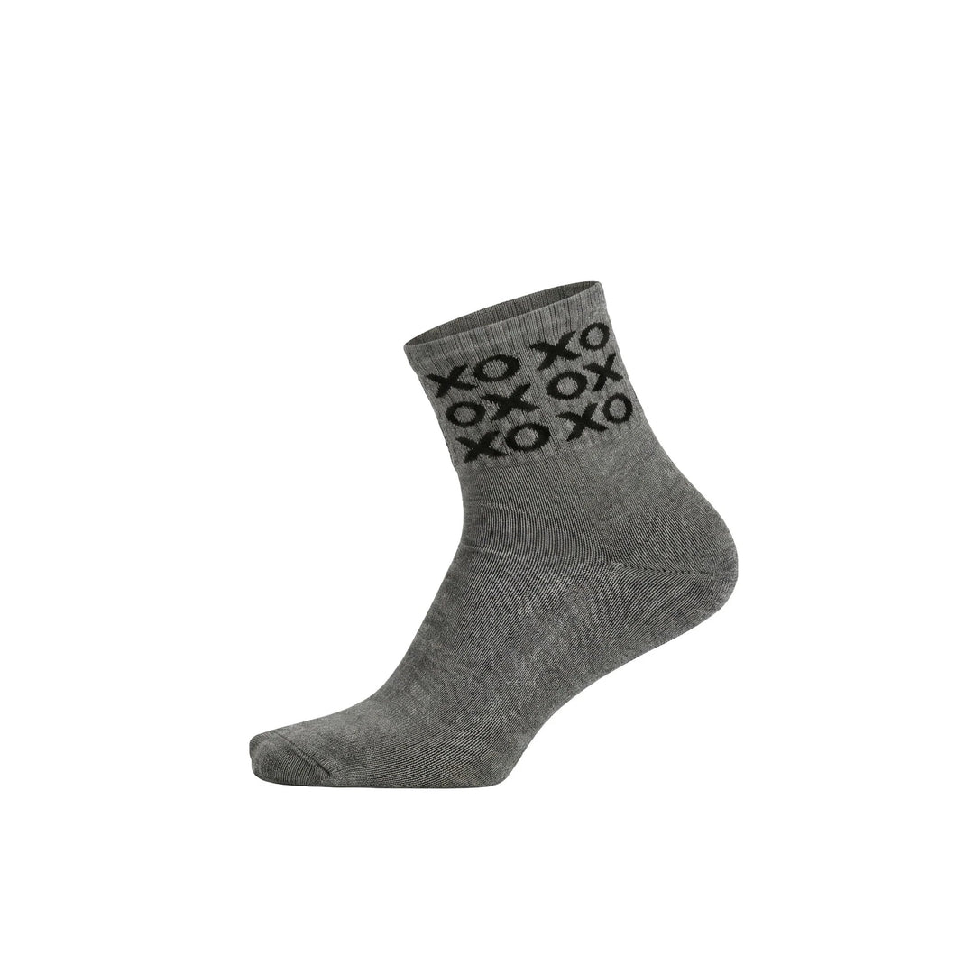 Louluu women's cotton Grey Xox ankle socks | Louluu