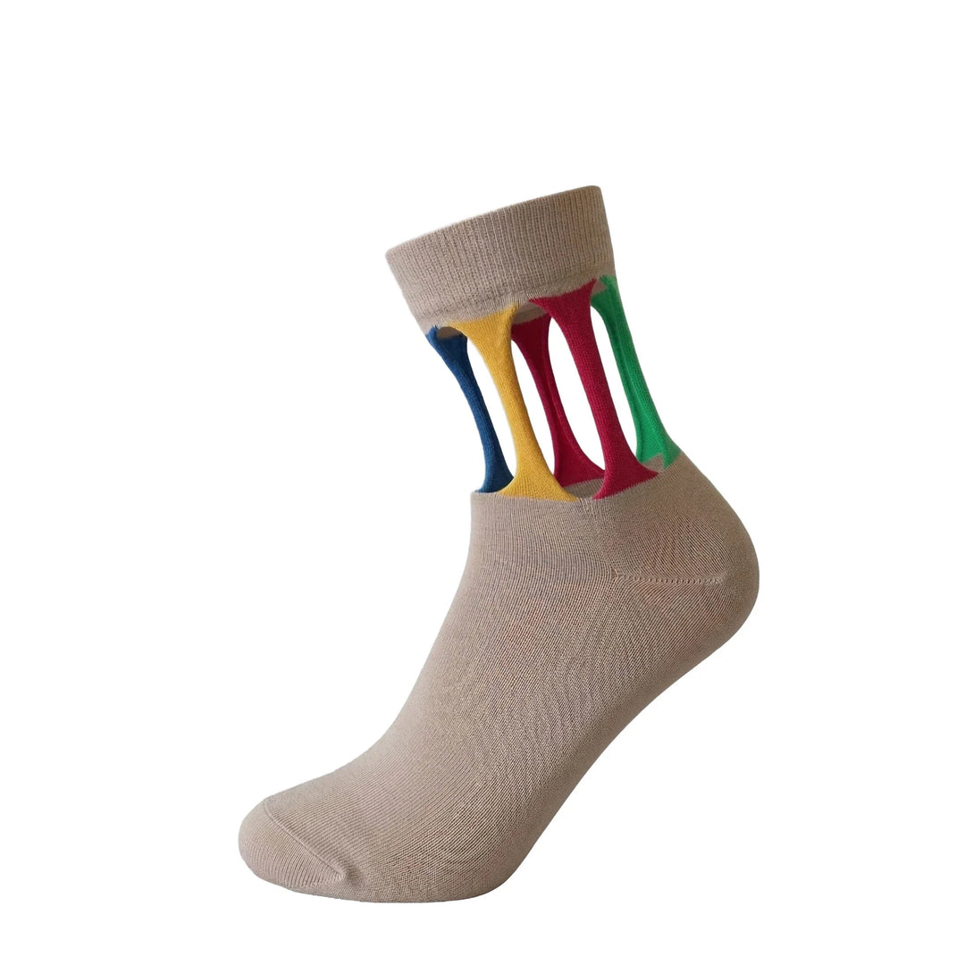 Louluu Women's Cotton Torn Design Beige Colour Ankle Socks | Louluu UK