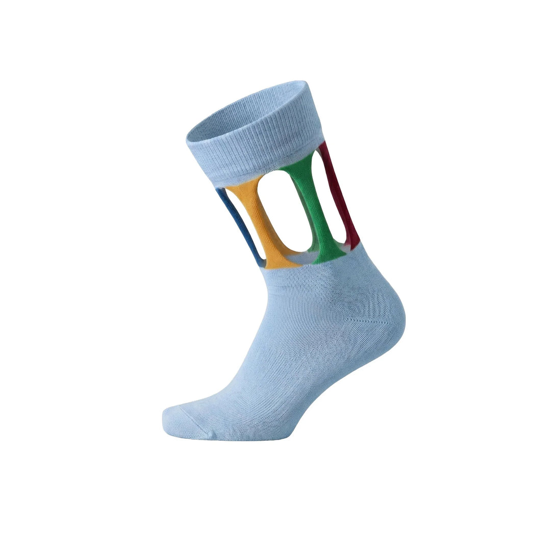 Louluu Women's Cotton Torn Design Blue Color Ankle Socks | Louluu UK