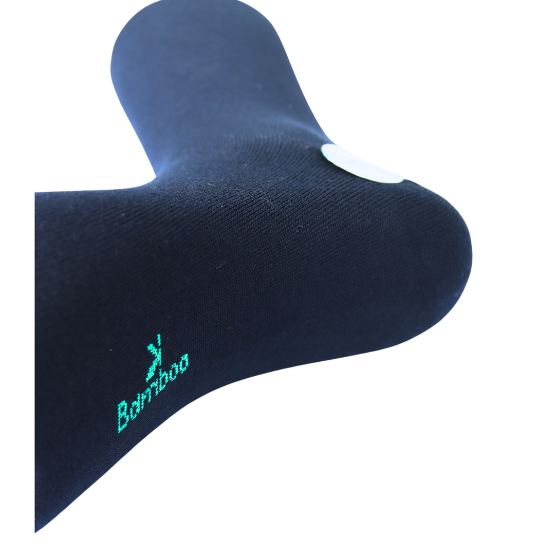 Louluu Men Dark Blue Colour Bamboo Diabetic Crew Socks