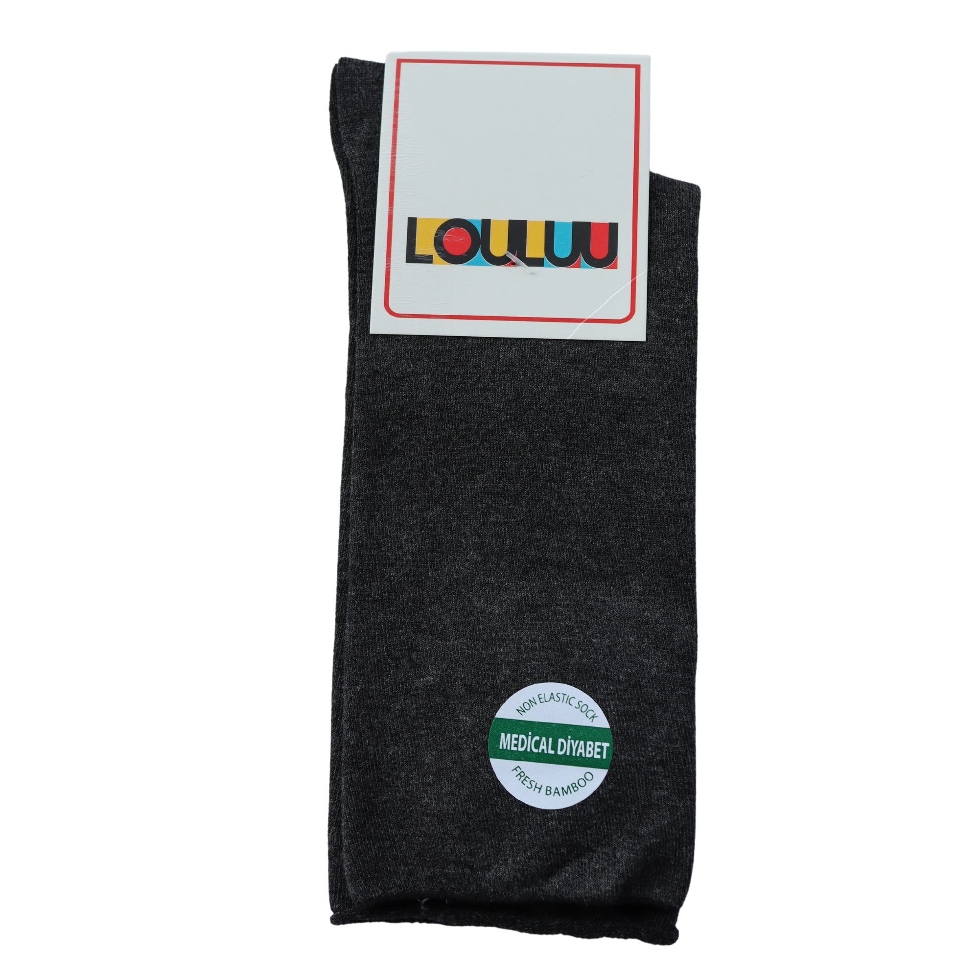 Louluu Men Smoke Grey Colour Bamboo Diabetic Crew Socks