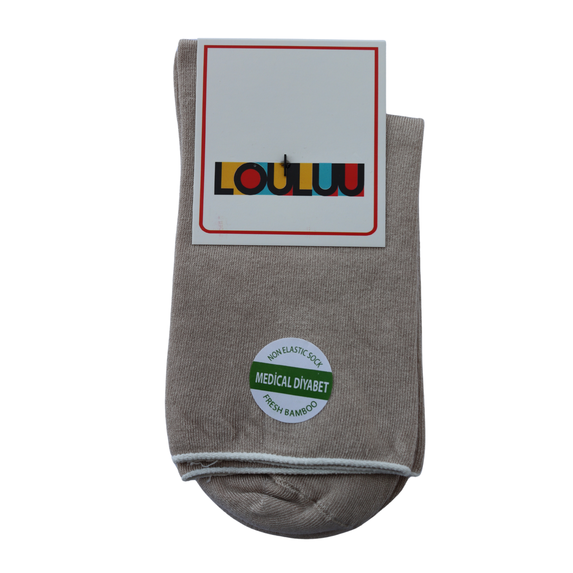 Louluu Men Beige Colour Bamboo Diabetic Ankle Socks