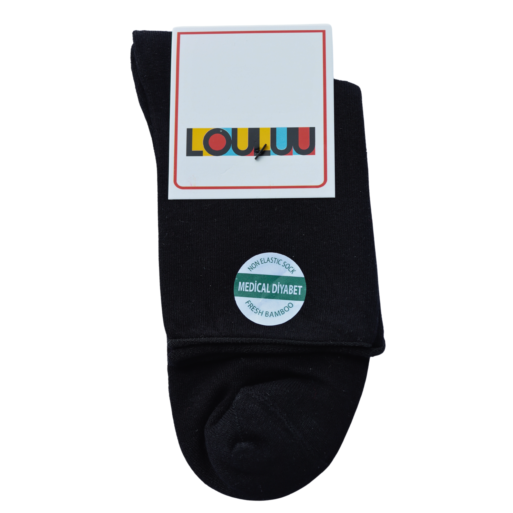 Louluu Men Black Colour Bamboo Diabetic Ankle Socks