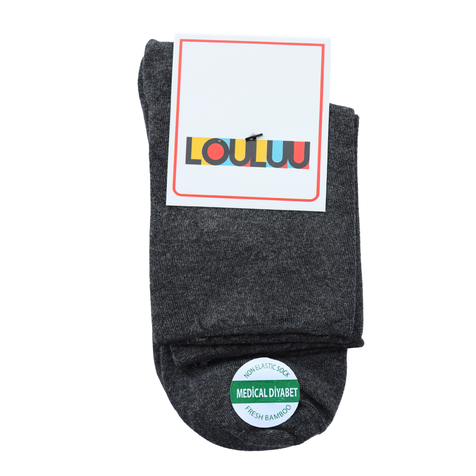 Louluu Men Smoke Grey Colour Bamboo Diabetic Ankle Socks