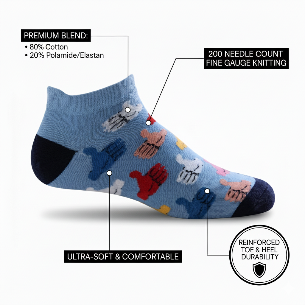 Louluu unisex cotton low cut socks — close-up of fabric texture, UK sizes available at Louluu