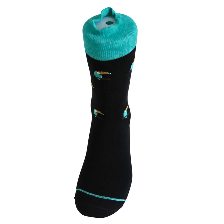 Louluu Men Parrot Black Colour Crew Socks