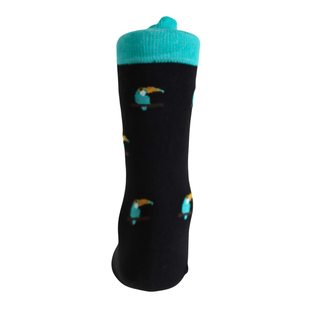 Louluu Men Parrot Black Colour Crew Socks