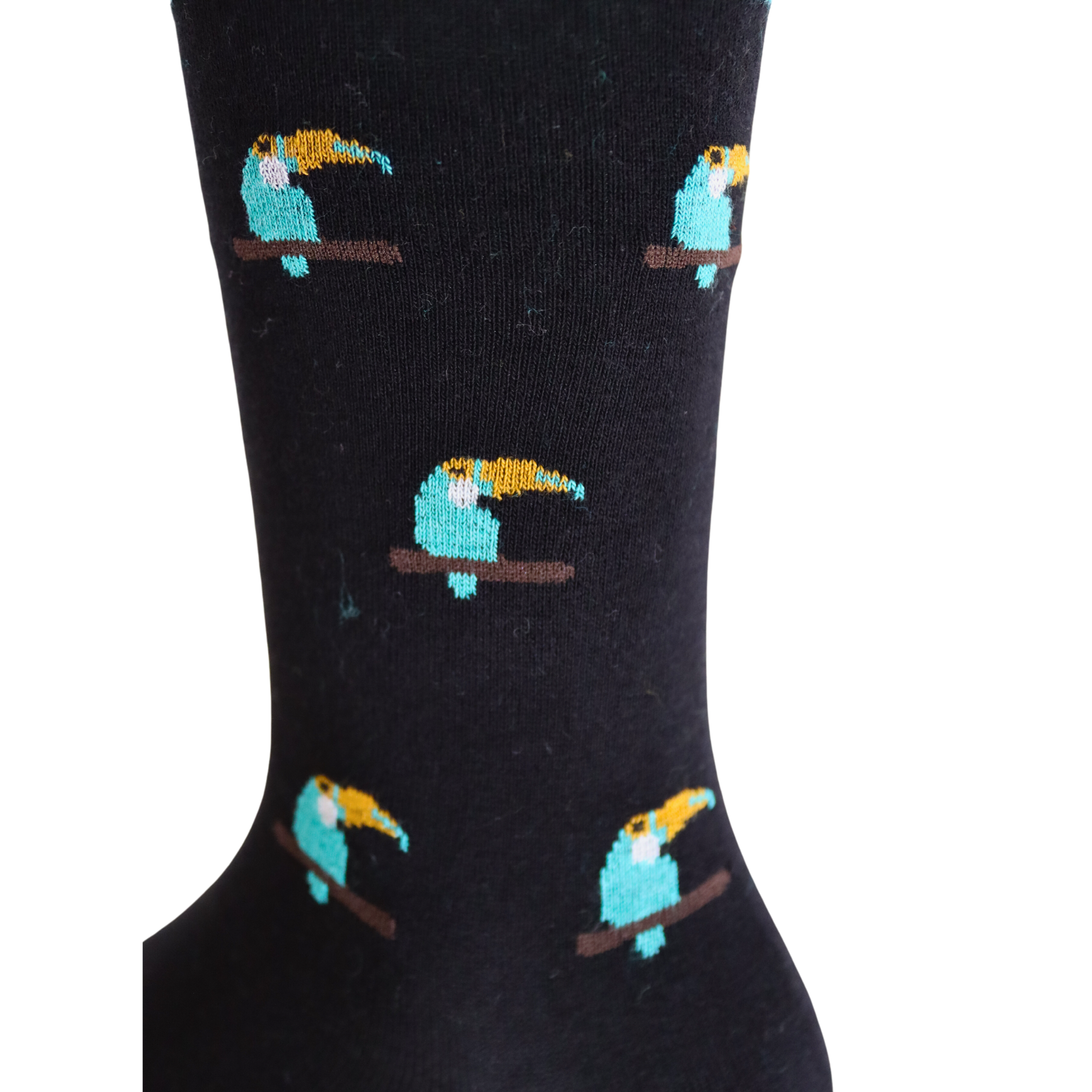 Louluu Men Parrot Black Colour Crew Socks