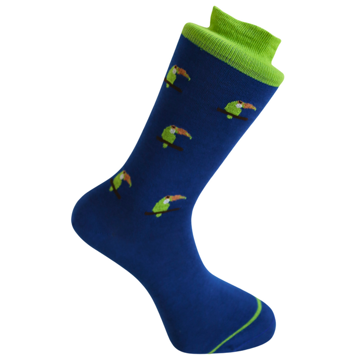 Louluu Men Parrot Blue Colour Crew Socks