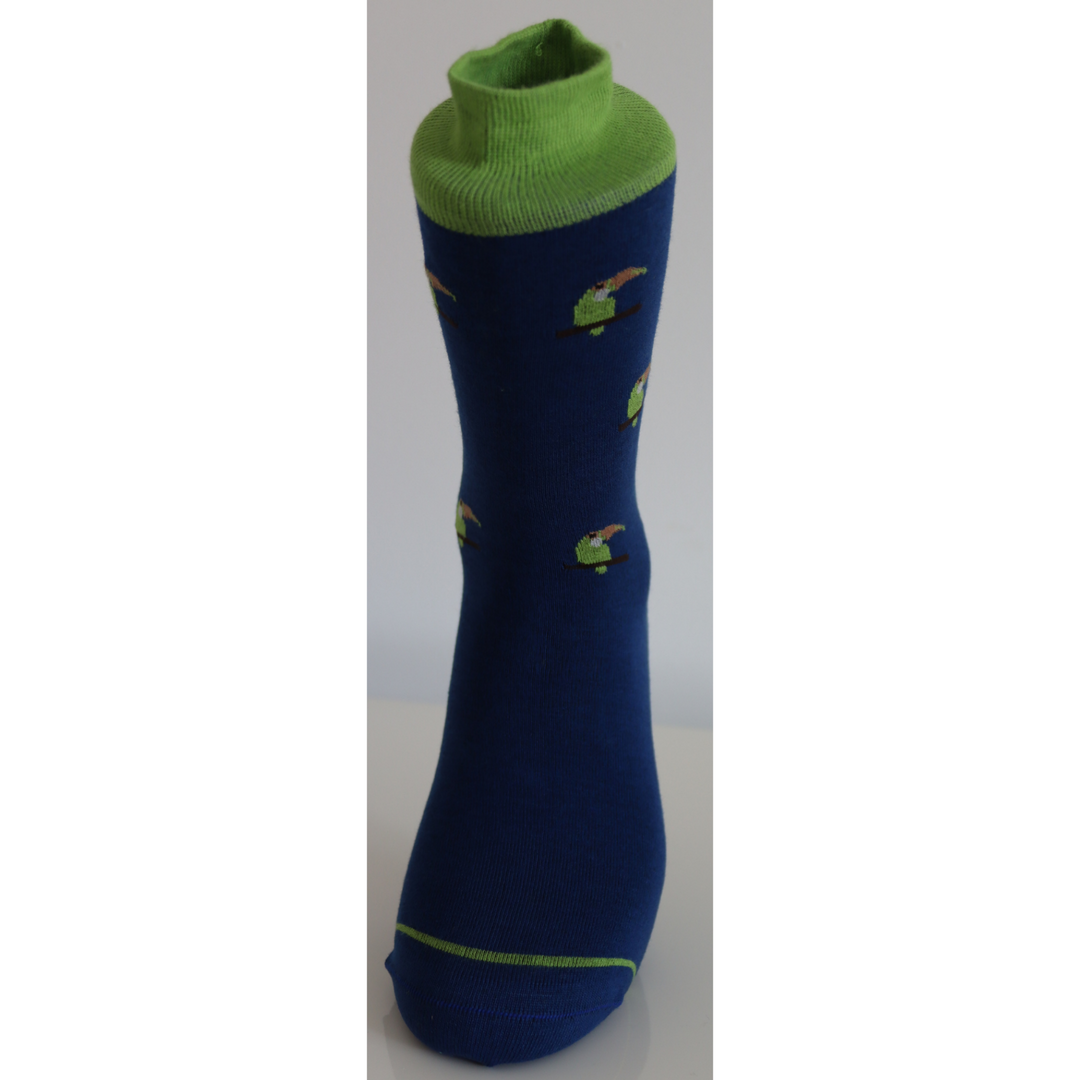 Louluu Men Parrot Blue Colour Crew Socks