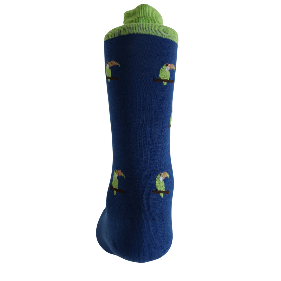 Louluu Men Parrot Blue Colour Crew Socks