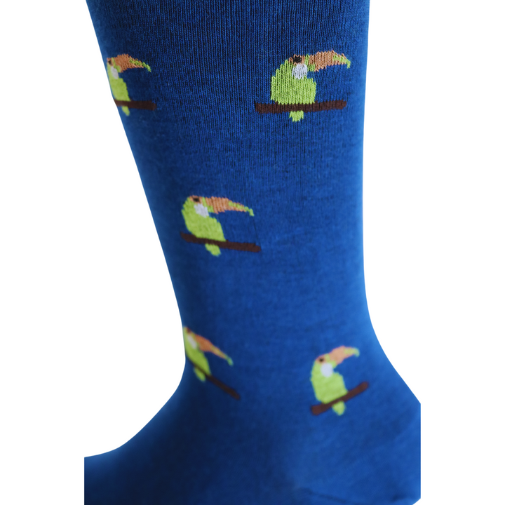 Louluu Men Parrot Blue Colour Crew Socks