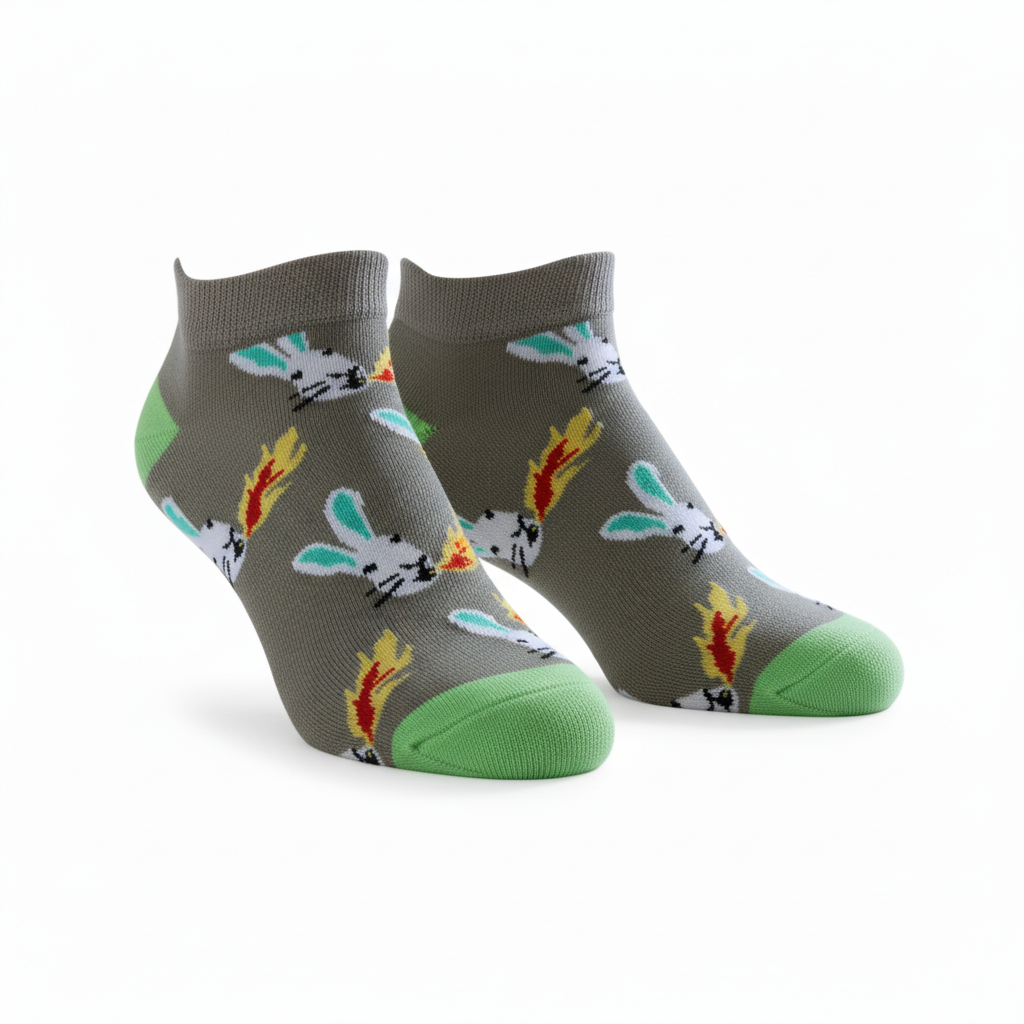 Louluu unisex cotton Rabbit low cut socks — seamless — front view | Louluu