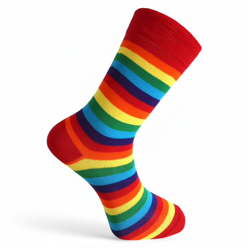 Louluu unisex cotton Rainbow crew socks — seamless — front view | Louluu