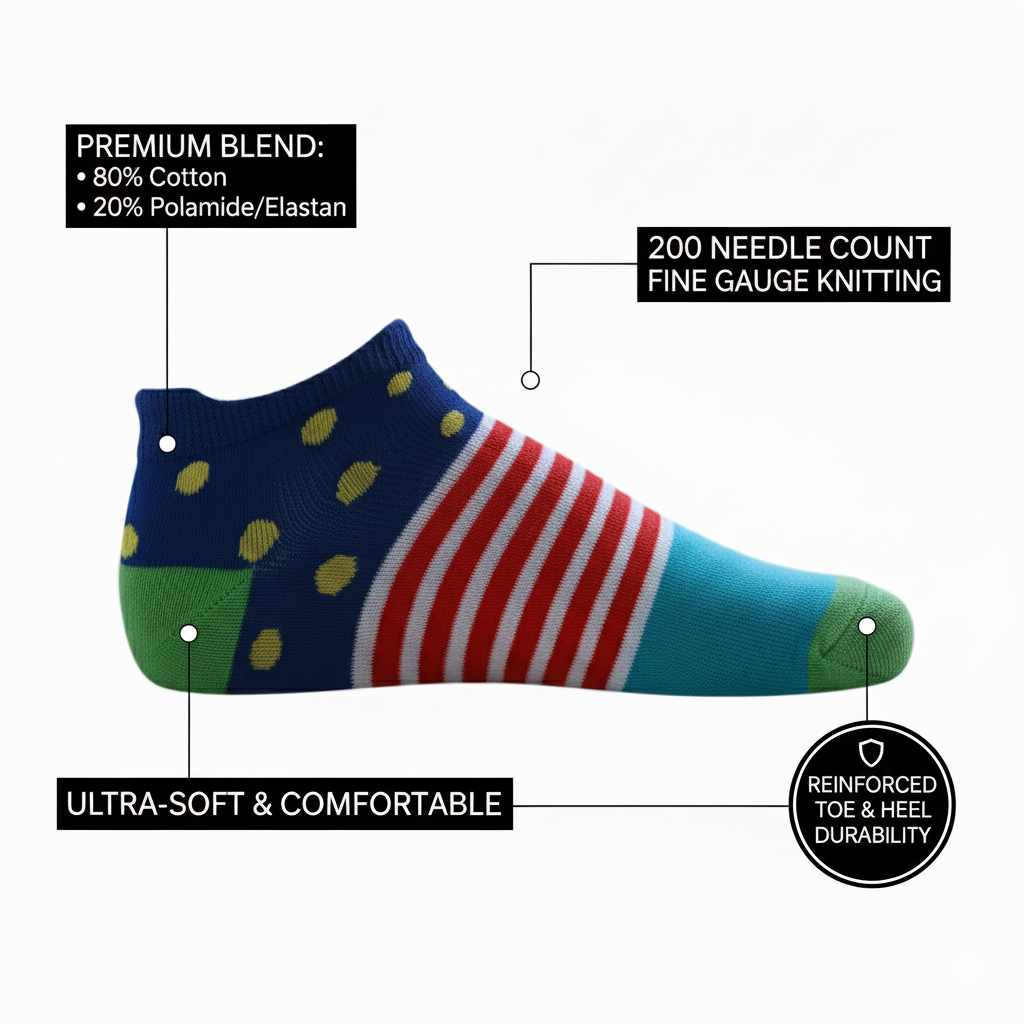 Louluu unisex cotton Dot low cut socks — close-up of fabric texture, UK sizes available at Louluu