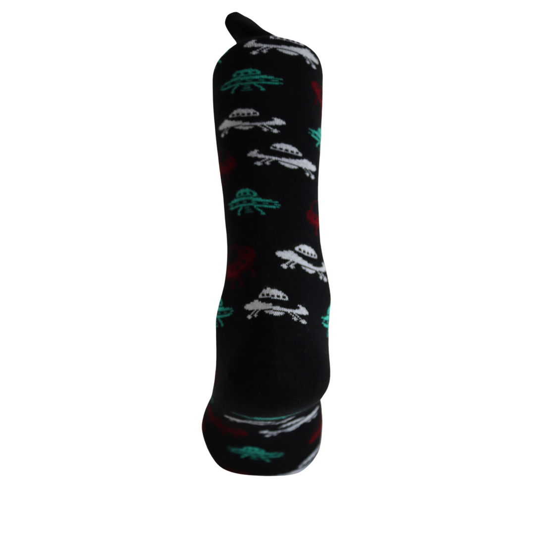 Louluu Men UFO Black Colour Crew Socks