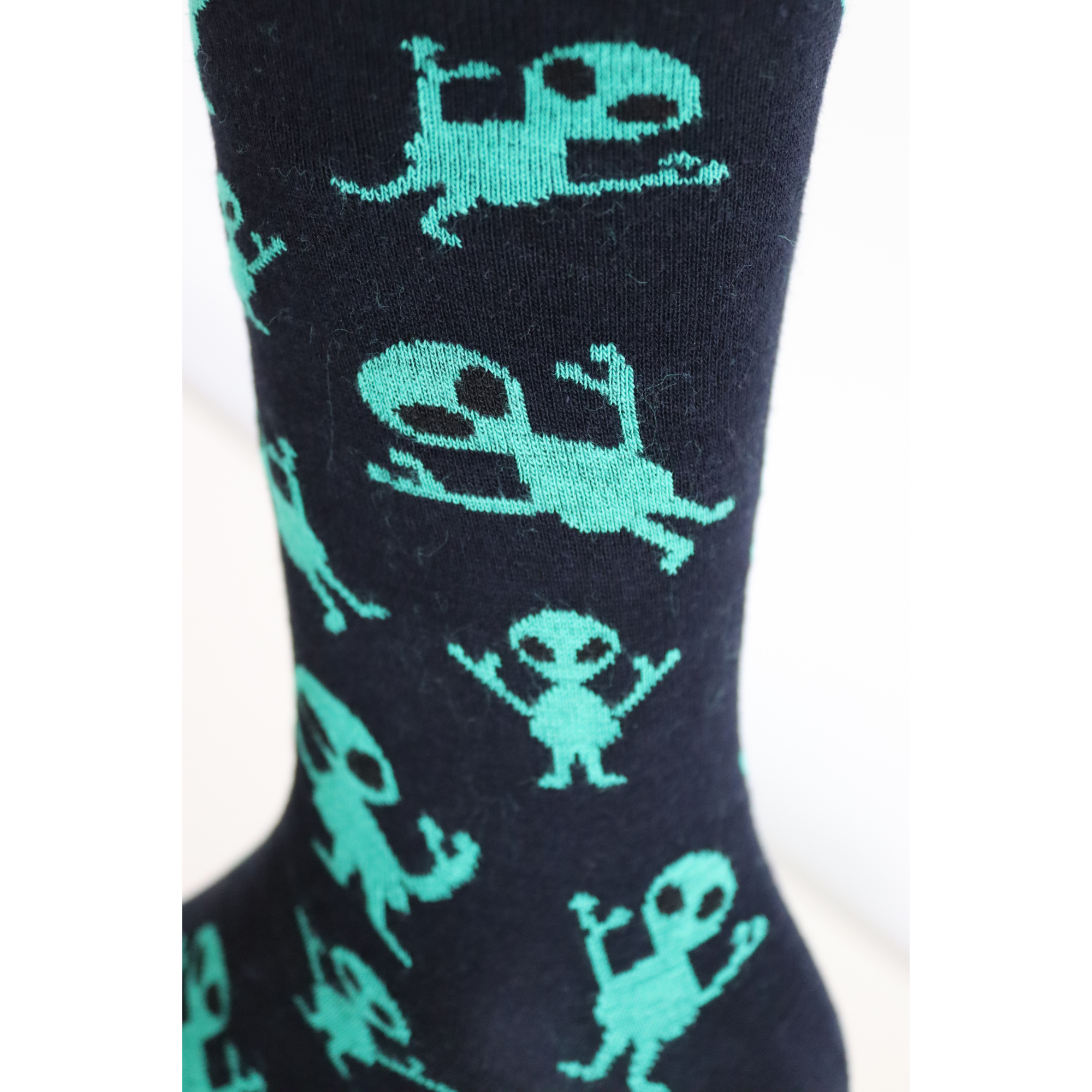 Louluu Men Alien Black Colour Crew Socks