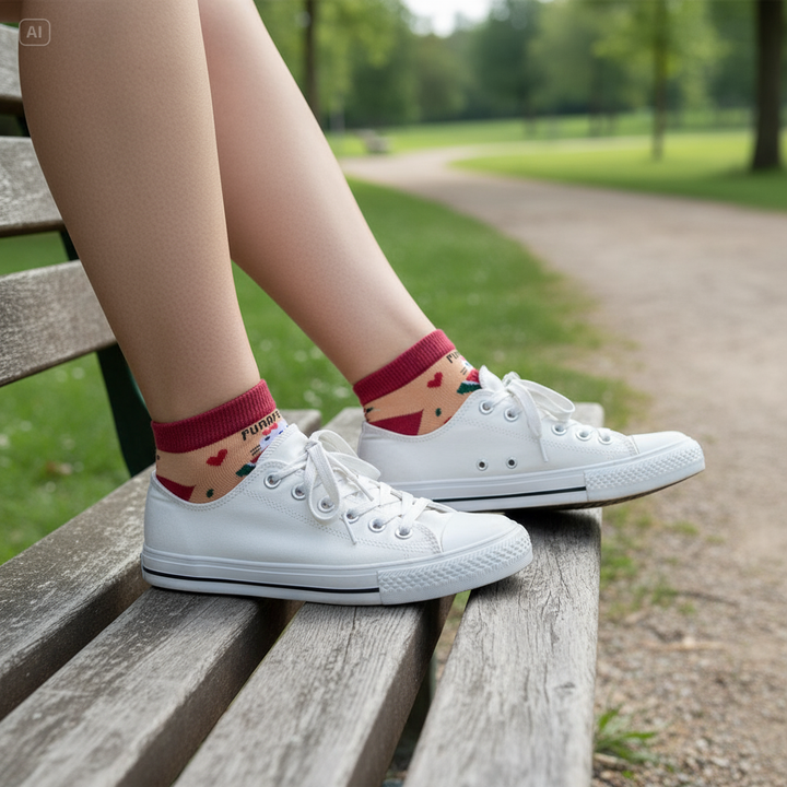Louluu unisex cotton low cut socks — lifestyle on feet