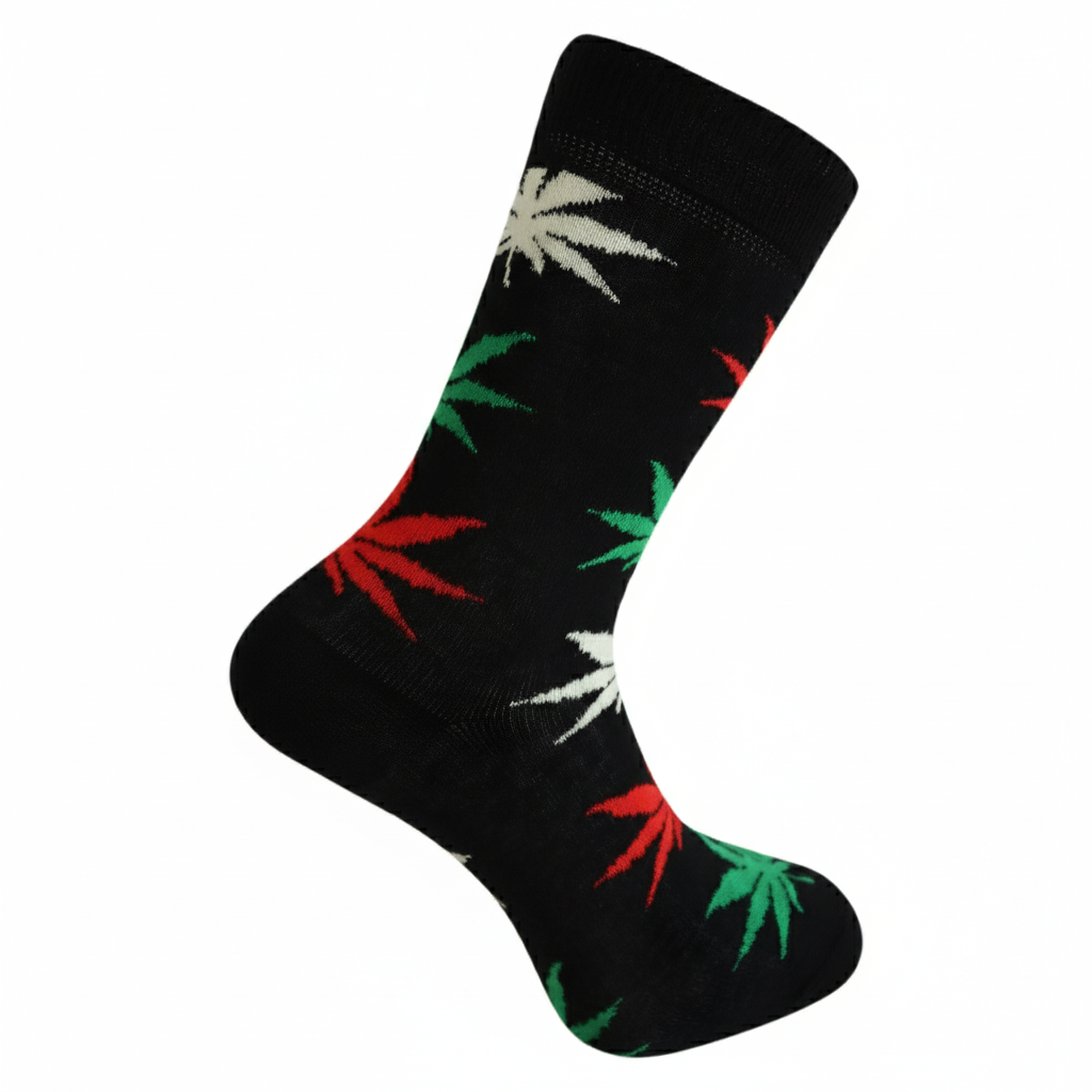 Louluu unisex cotton Weed crew socks — seamless — front view | Louluu