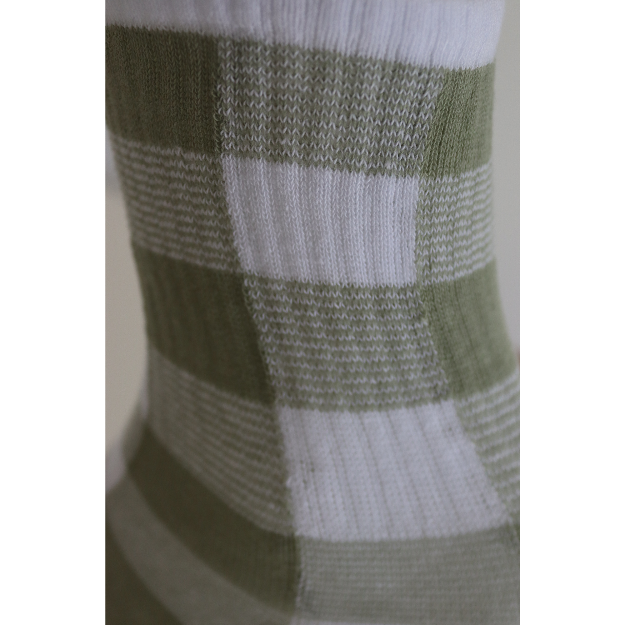 Louluu Women Green Stripe White Colour Tennis Socks