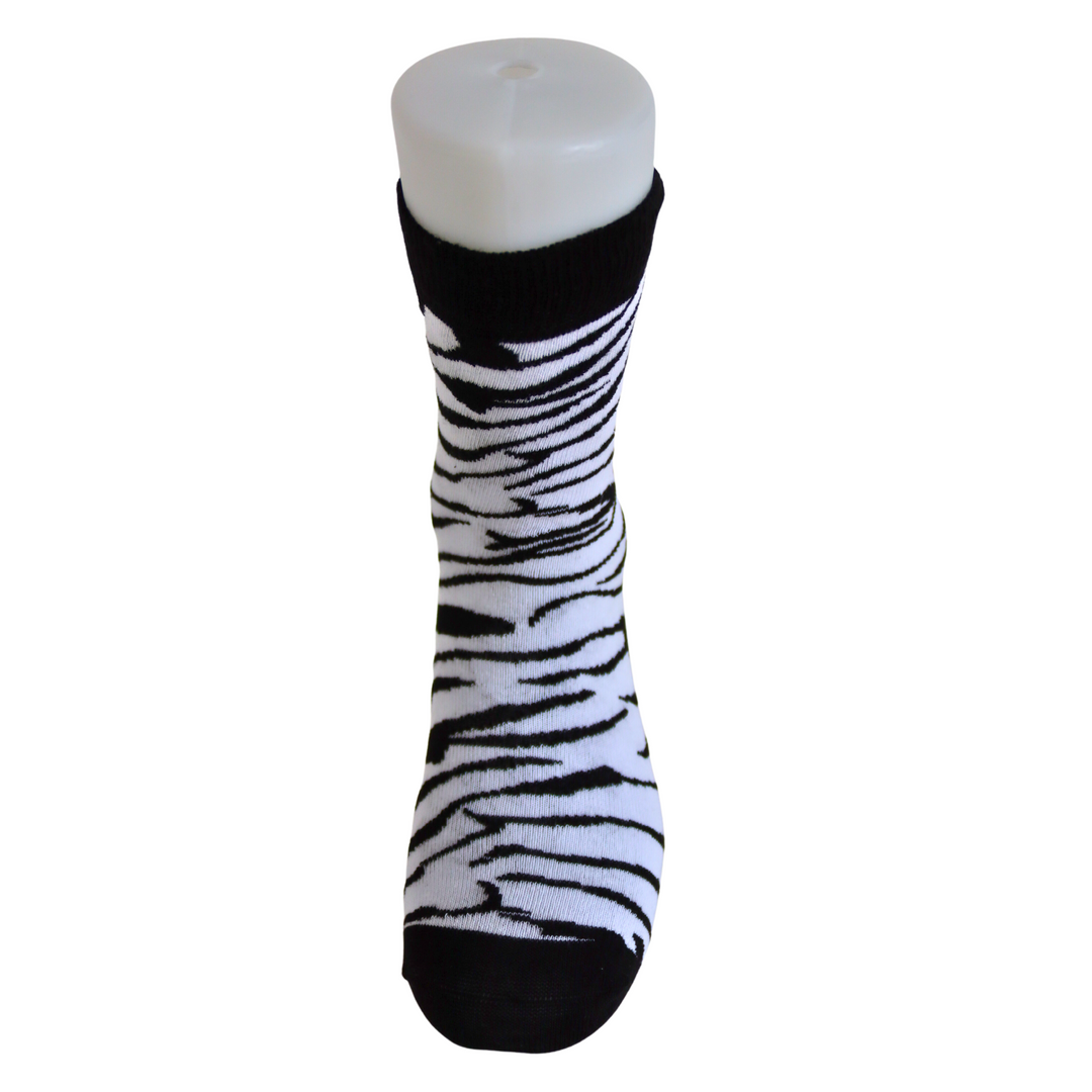 Louluu Women Zebra White Colour Tennis Socks