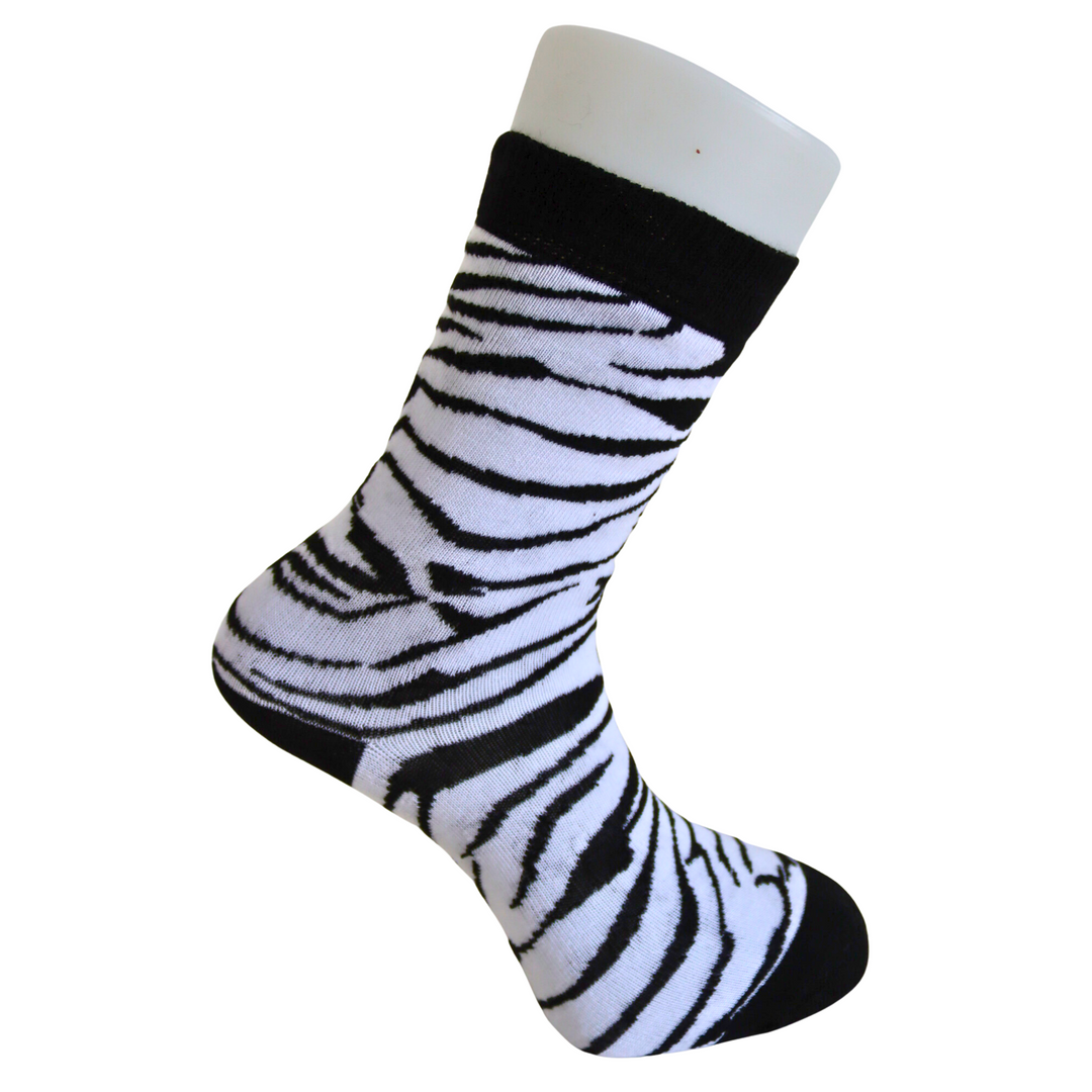 Louluu Women Zebra White Colour Tennis Socks