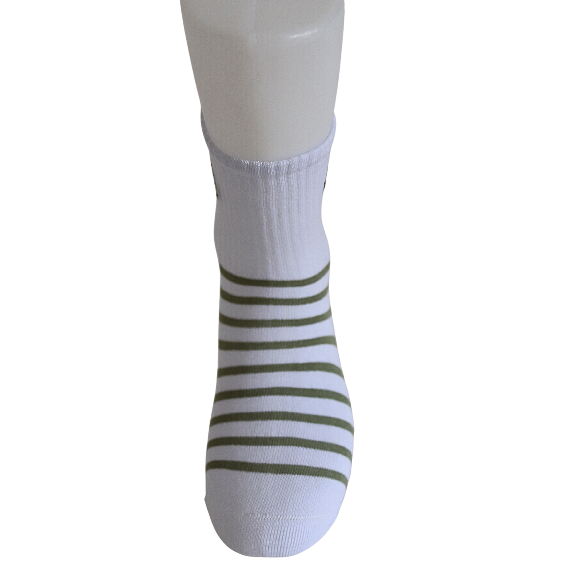 Louluu Women Avocado White-Green Stripe Colour Tennis Socks