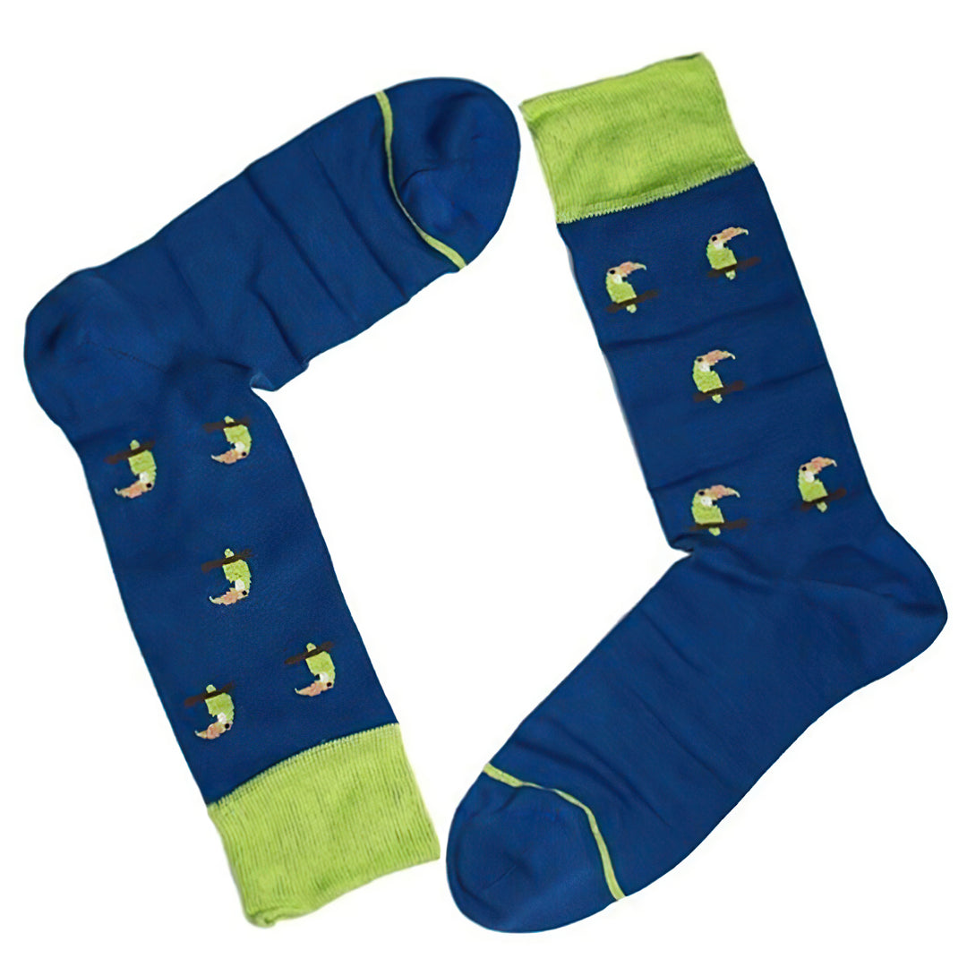 Louluu Men Parrot Blue Colour Crew Socks