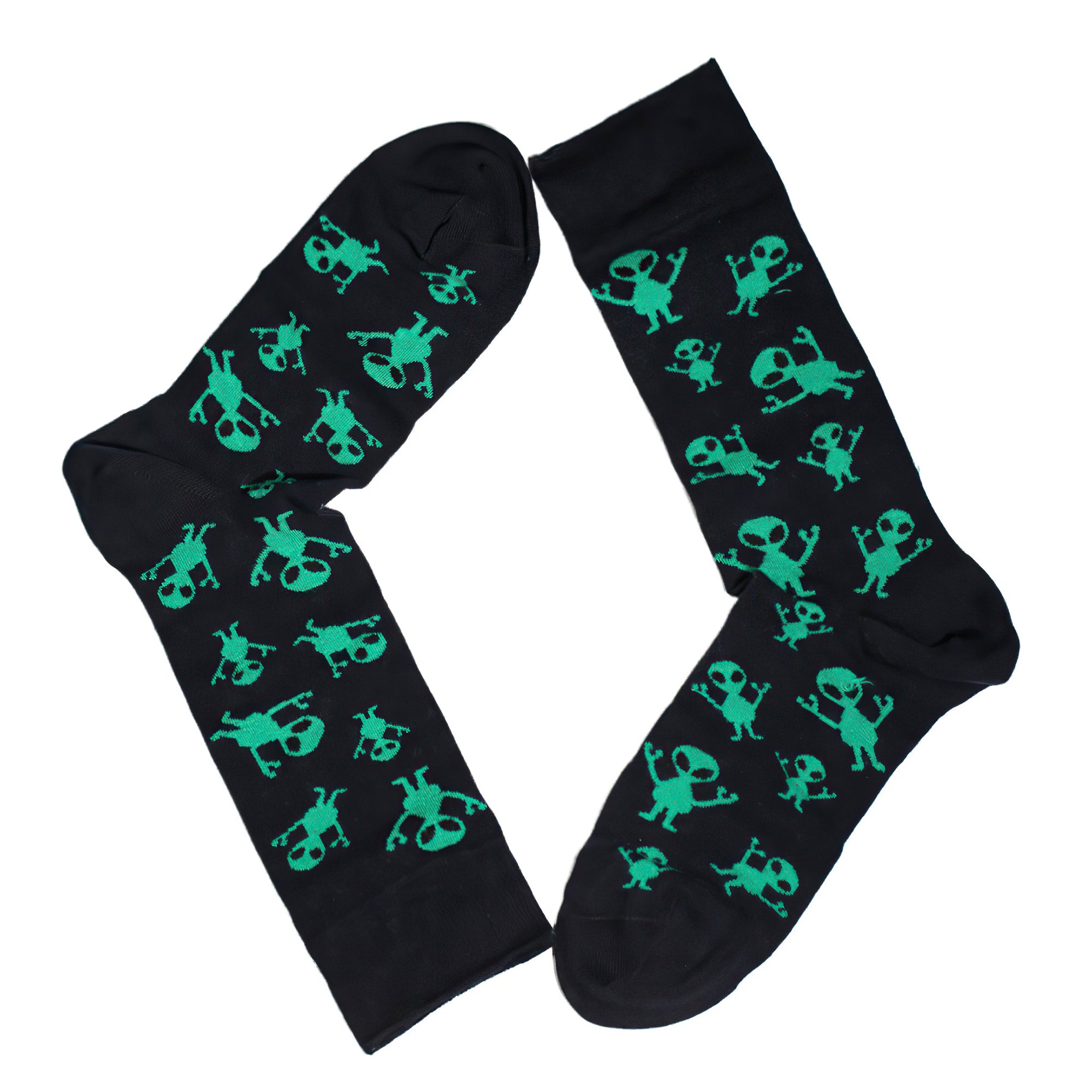 Louluu Men Alien Black Colour Crew Socks