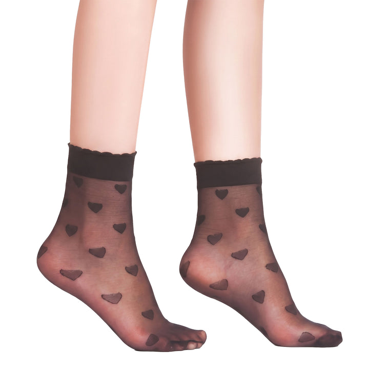 Daymod Heart Pattern Ankle Socks – Side View on Model | Ankle Socks UK