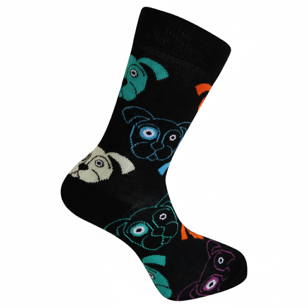 Louluu unisex cotton Dog crew socks — seamless — front view | Louluu