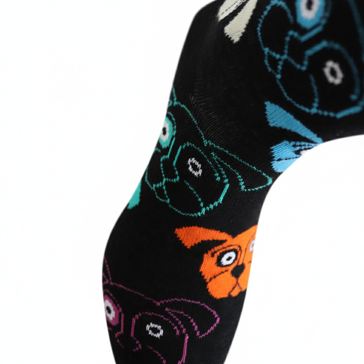 Louluu unisex cotton Dog crew socks — side profile view, breathable &amp; comfortable | Louluu