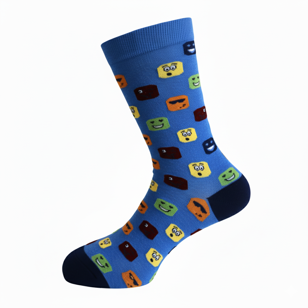 Louluu men's cotton Blue Mood crew socks — seamless — front view | Louluu