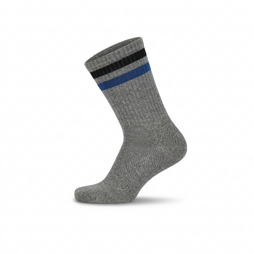 Louluu women's cotton Grey Stripe ankle socks — front view | Louluu