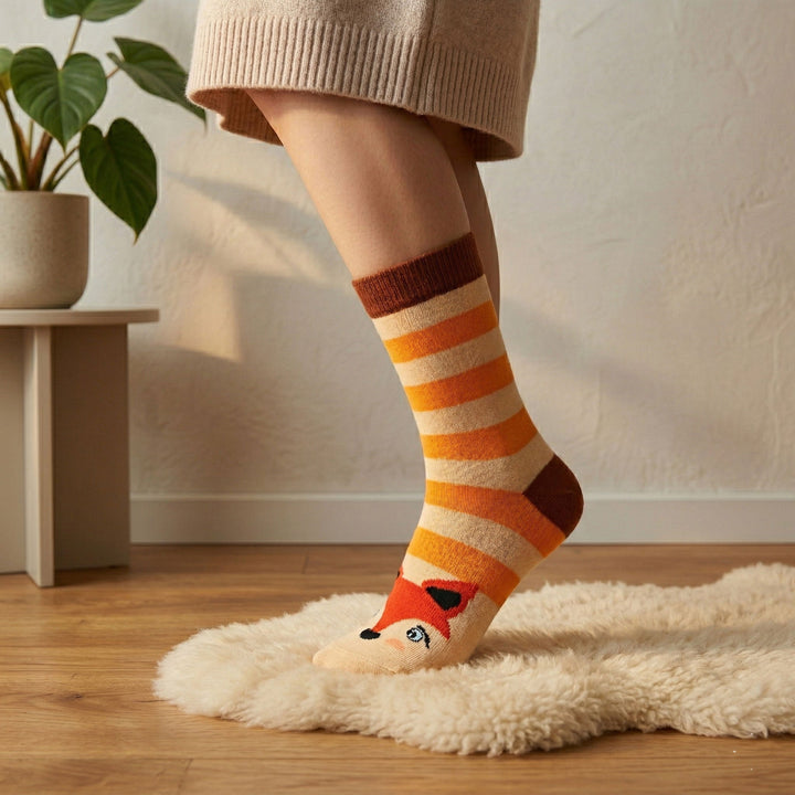 Louluu unisex combed cotton Fox socks — breathable — front view | Louluu