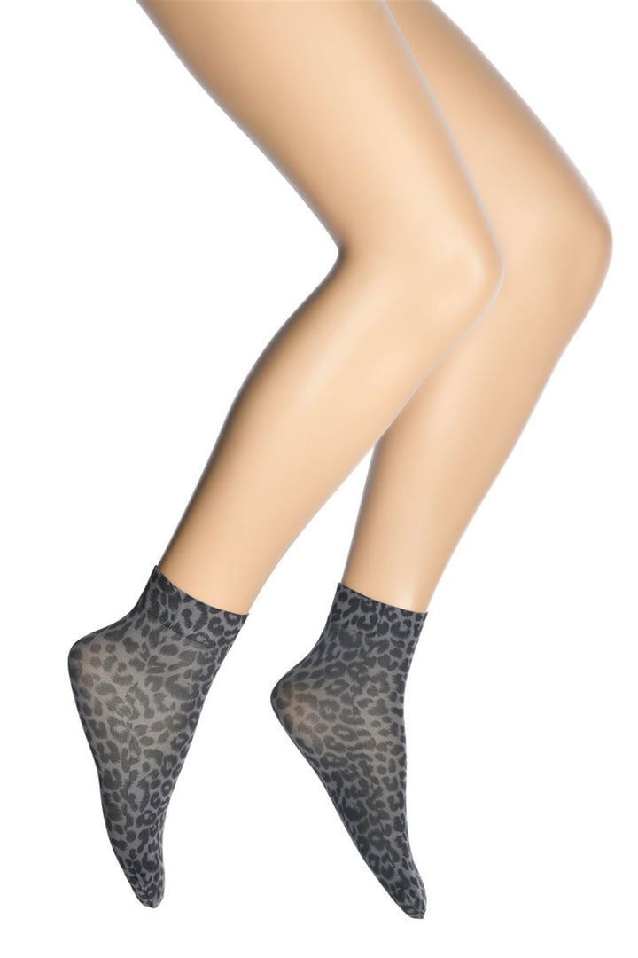 Dore Leopard Print Sheer Ankle Socks