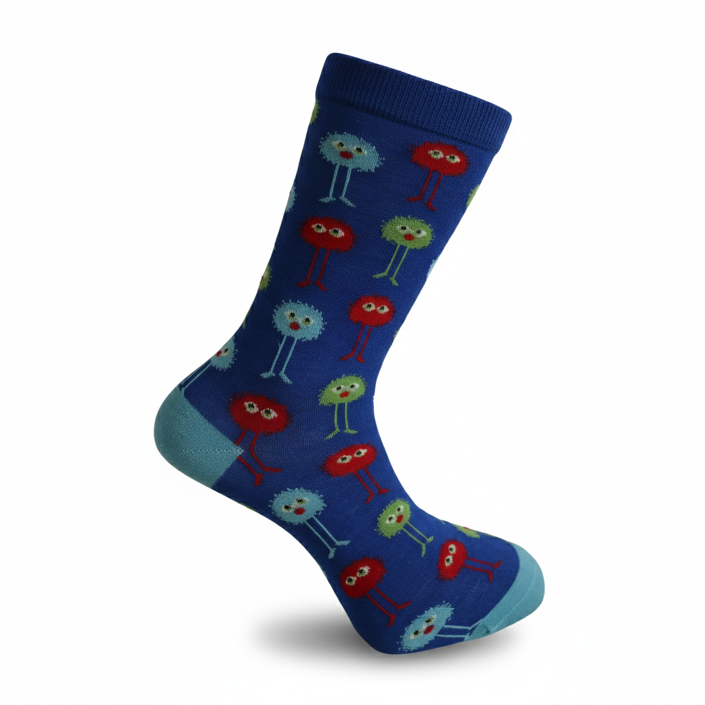 Louluu men's cotton Blue Germ crew socks — breathable — front view | Louluu