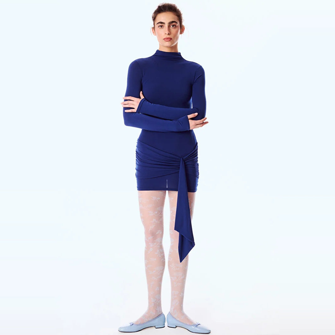 Penti Sheer Floral Rose Pattern Fashion Tights in Sky Blue | Fashiontight UK
