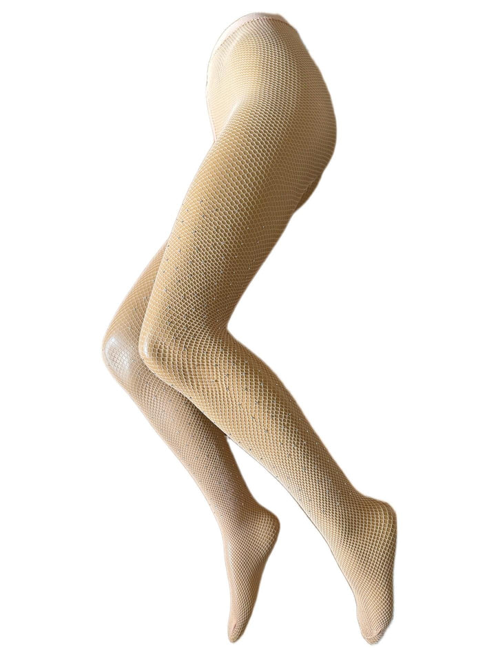 Dore Rhinestone Fishnet Tights - Nude