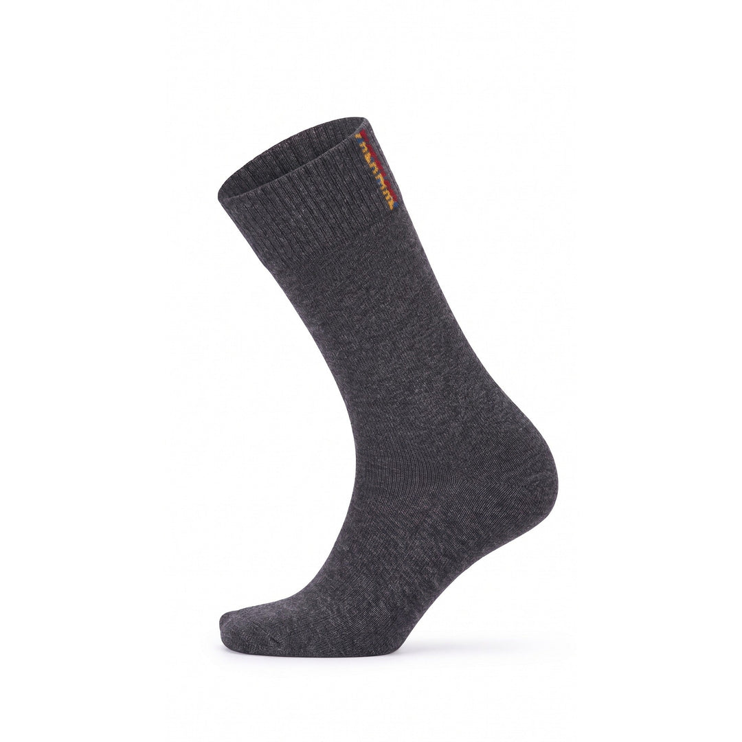 Charcoal Thermo double-layer terry cotton crew sock — side view