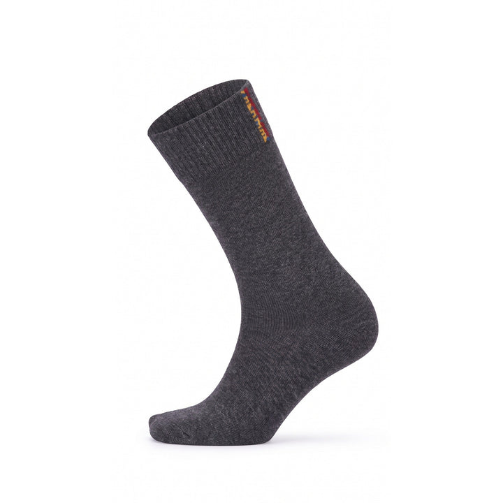 Charcoal Thermo double-layer terry cotton crew sock — side view