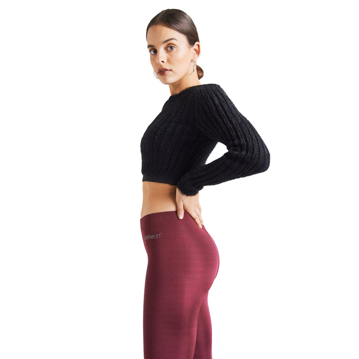 Fashiontight Burgundy Shiny High Waisted Leggings - view 3