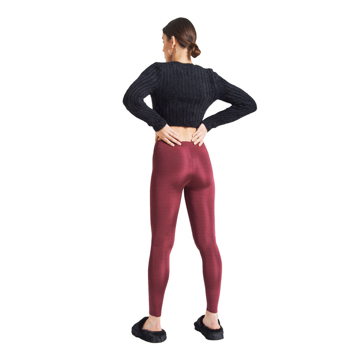 Fashiontight Burgundy Shiny High Waisted Leggings - view 5