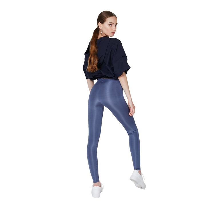 Fashiontight Steel Grey Shiny High Waisted Leggings - view 4