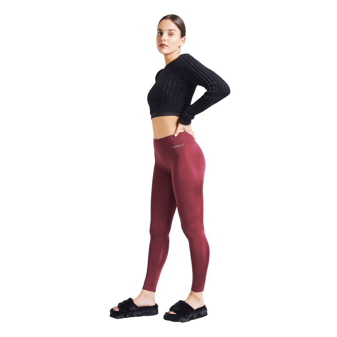 FashionTight Burgundy Shiny High Waisted Leggings