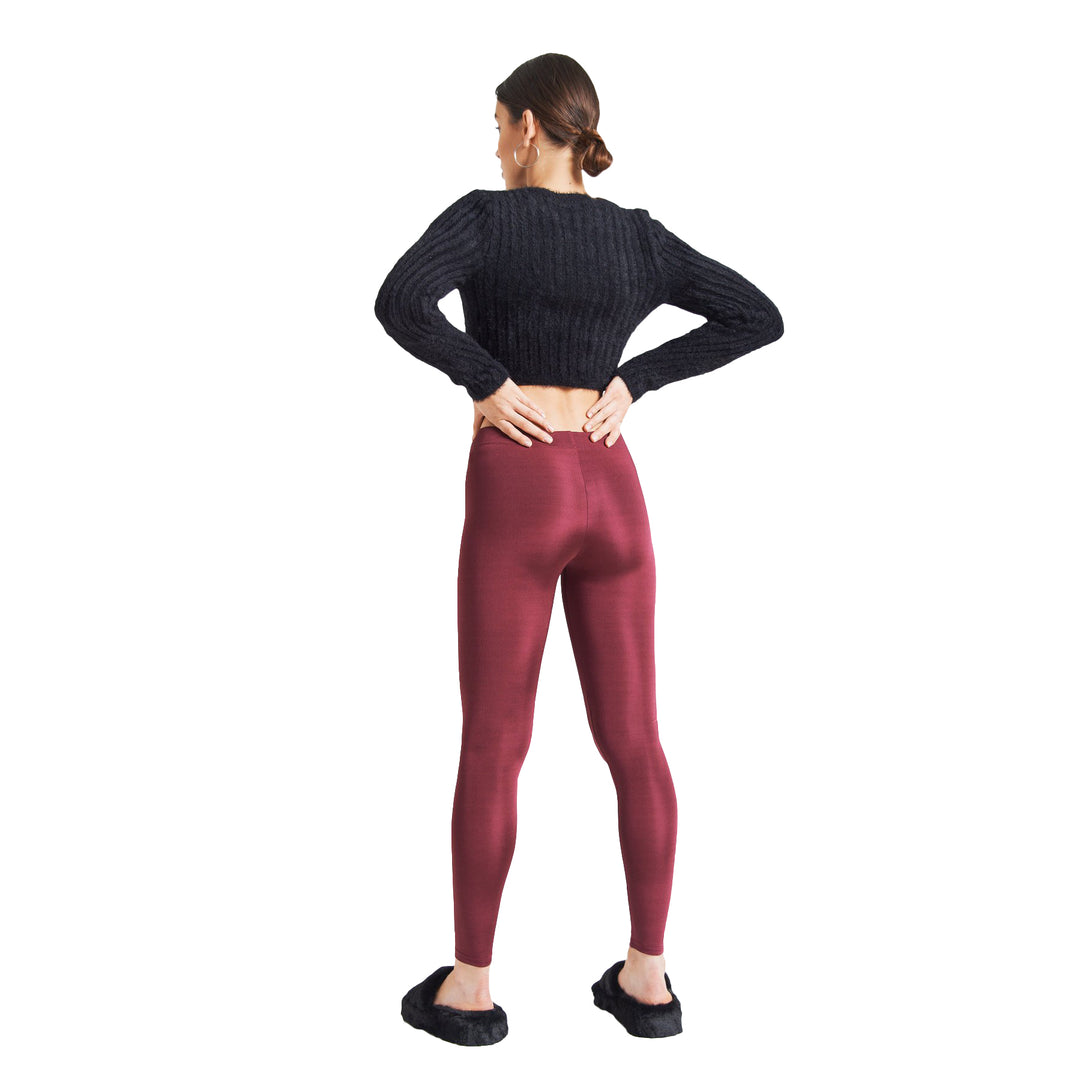 FashionTight Burgundy Shiny High Waisted Leggings