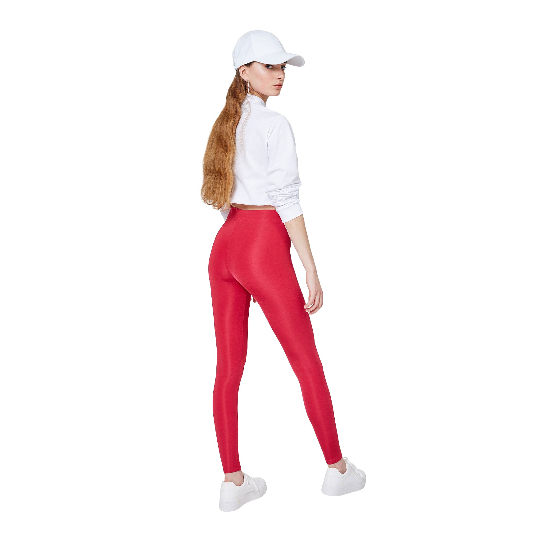 FashionTight Red Shiny High Waisted Leggings