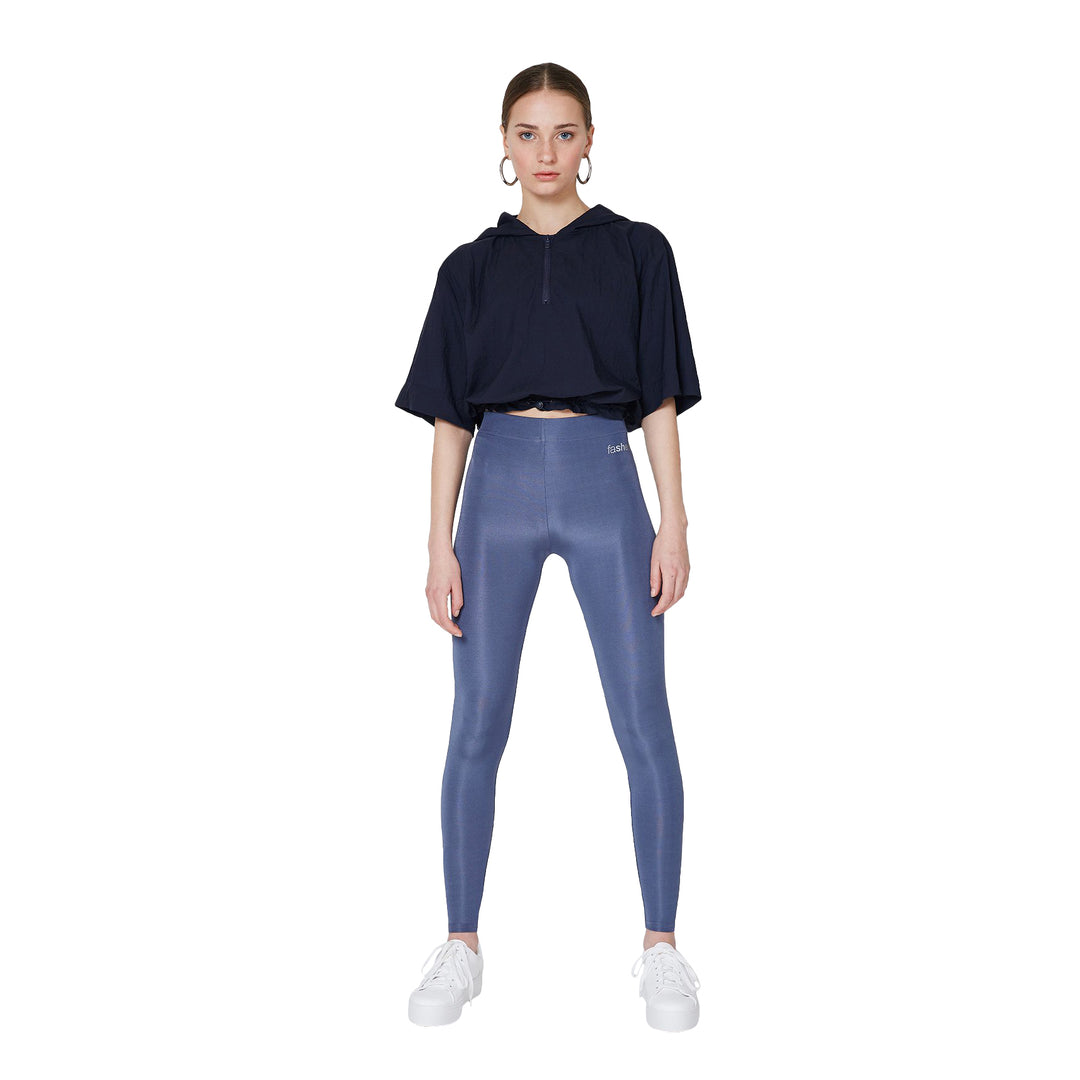 FashionTight Steel Grey Shiny High Waisted Leggings
