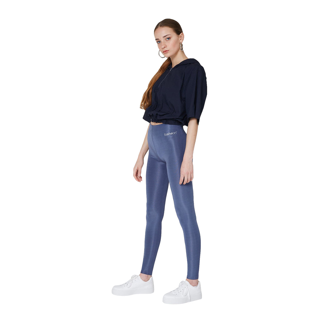 FashionTight Steel Grey Shiny High Waisted Leggings